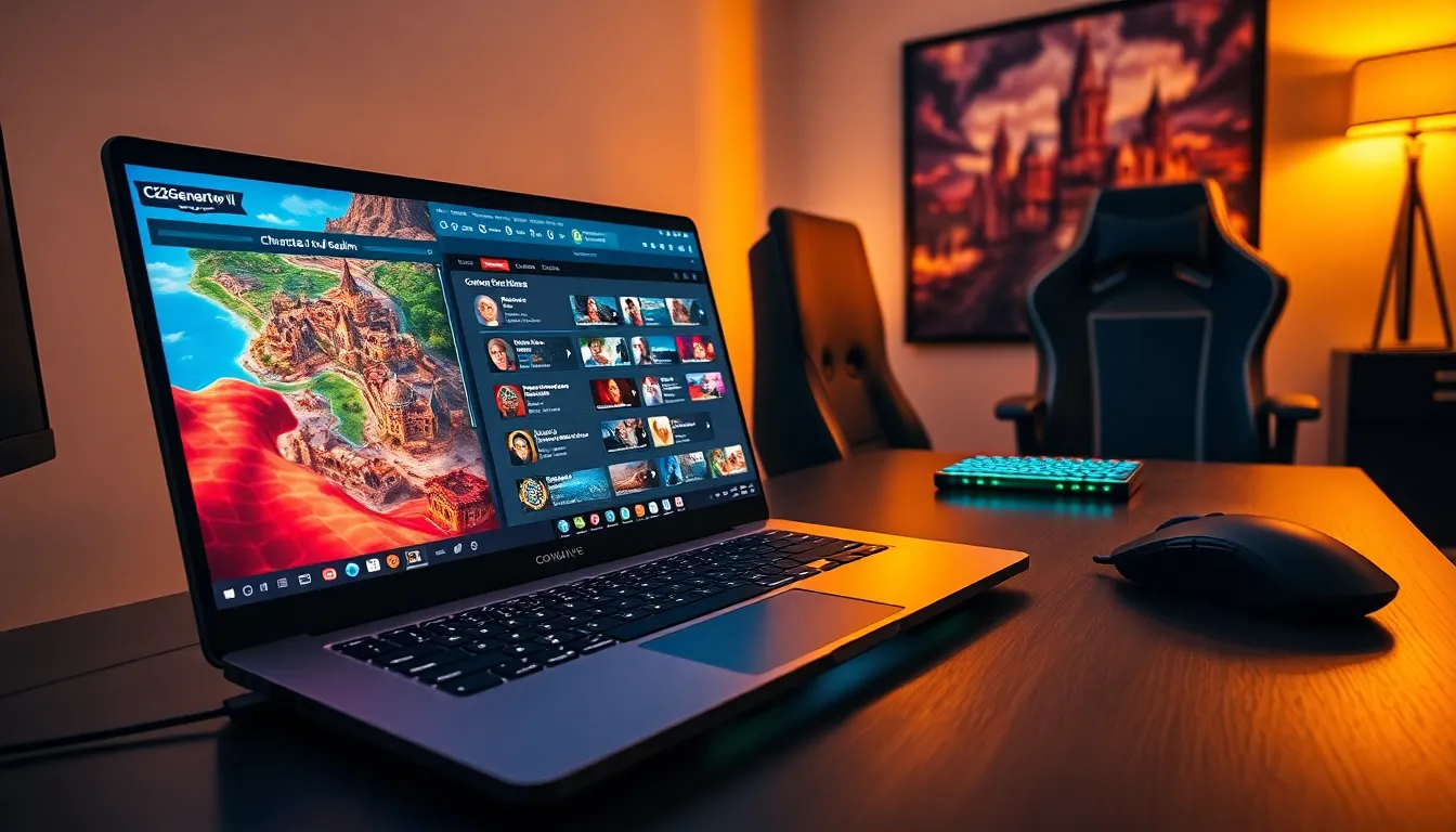 A laptop displaying Ck2Generator in a modern gaming setup.