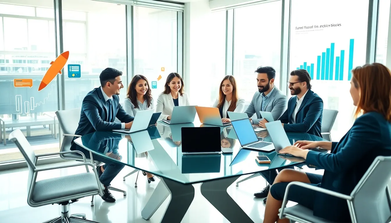 diverse real estate team collaborating in a modern office setting.