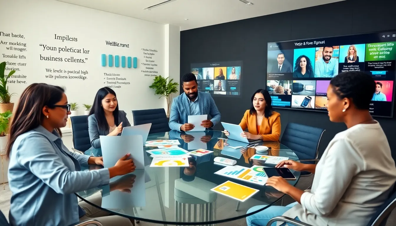 diverse professionals collaborating in a modern workspace.